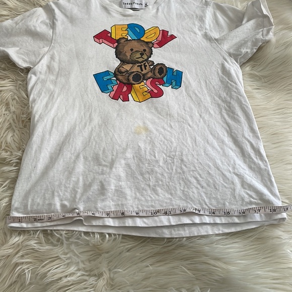 Teddy Fresh merch white crew neck teddy t shirt short sleeve sz M cotton stained - Picture 14 of 17